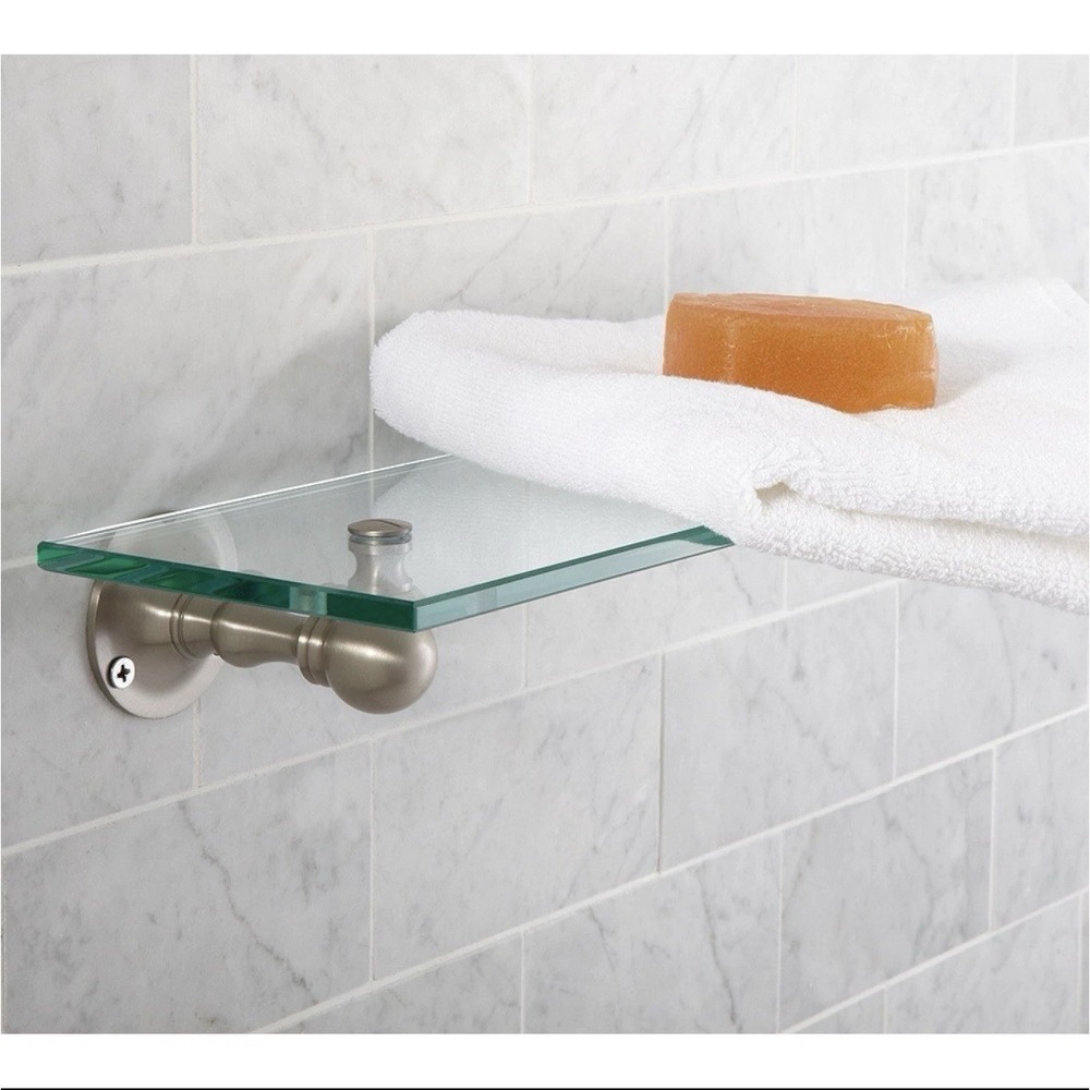 Pottery Barn Sussex 18" Glass‎ Shelf Polished Chrome Bathroom Storage Open Box